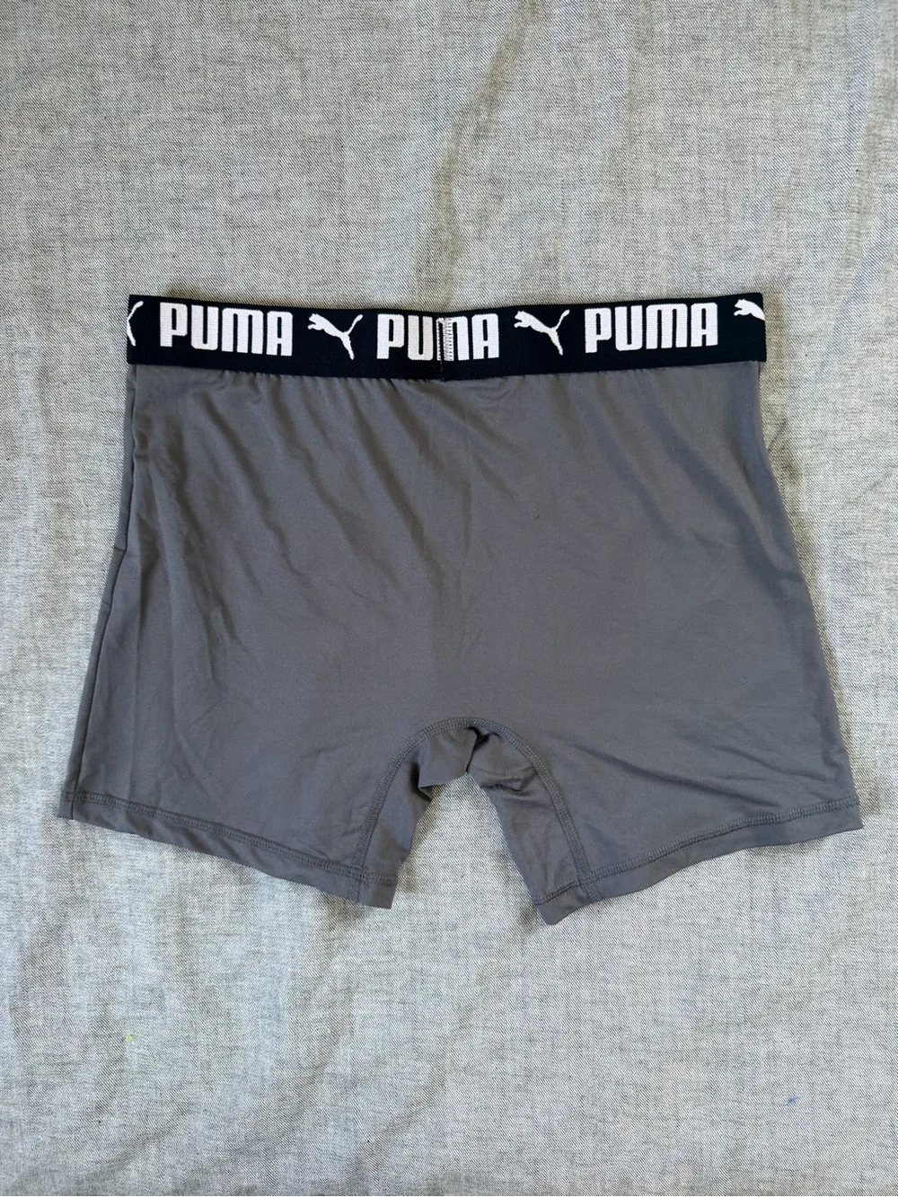 NWOT PUMA Men's Gray Boxer Briefs with Black Logo Waistband